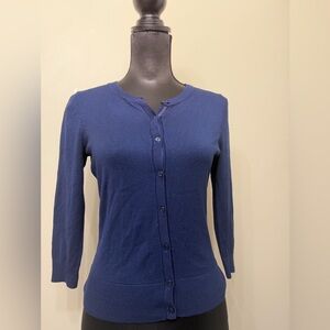 Halogen Women’s Navy Button-Front 3/4 Sleeve Cardigan S